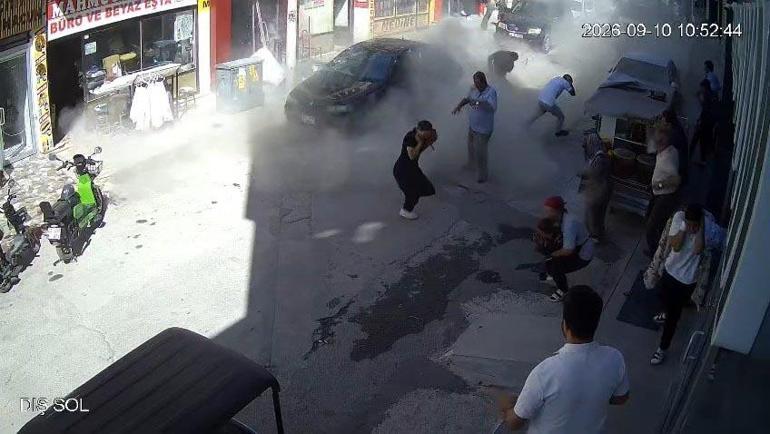 Konya'da iş yerinde patlama anı kamerada