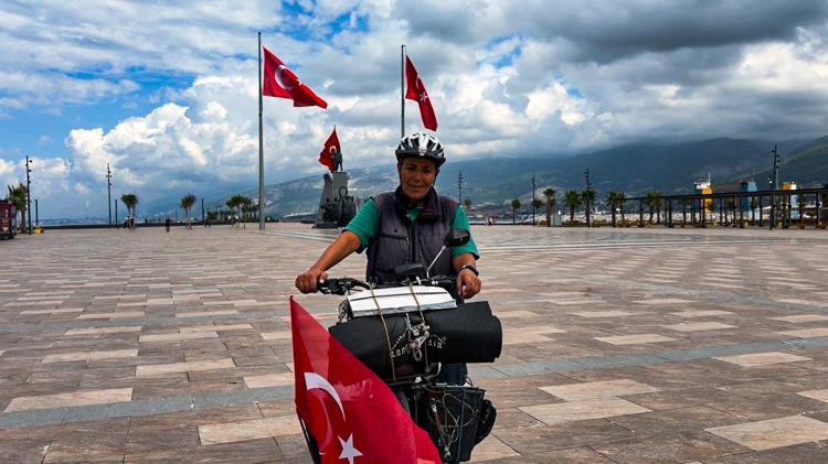Bisikletiyle Türkiye turuna çıktı, 75’inci şehir Hatay’a ulaştı