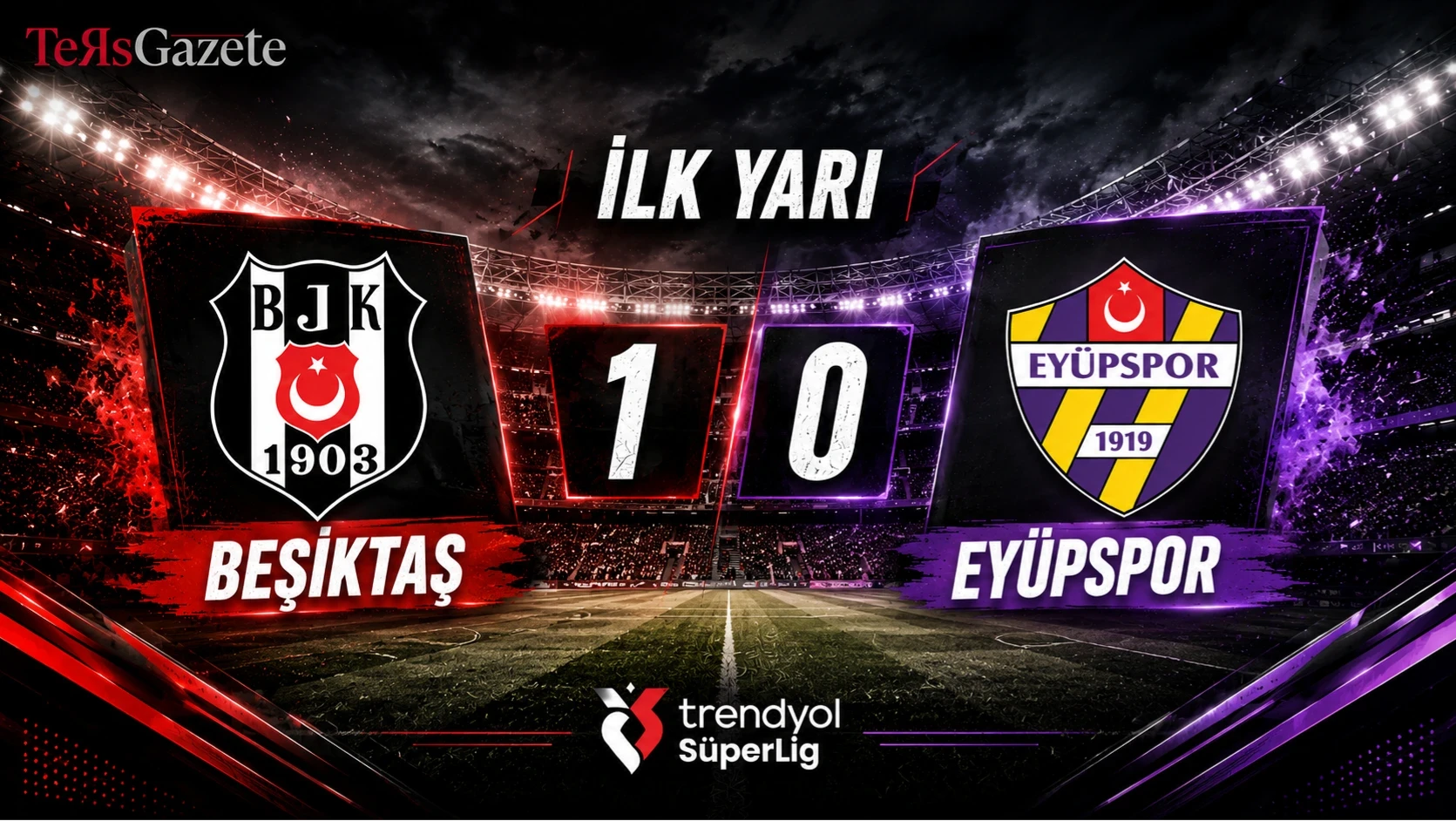 BEŞİKTAŞ, EYÜPSPOR KARŞISINDA İLK YARIYI 1-0 ÖNDE KAPATTI